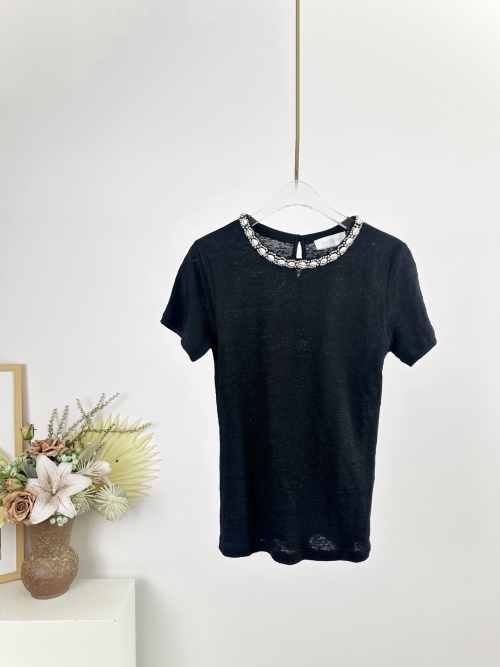 Zimmermann Illuminate Crystal-Embellished Linen T-Shirt - Short Sleeve 1 Zimmermann Illuminate Crystal-Embellished Linen T-Shirt - Short Sleeve