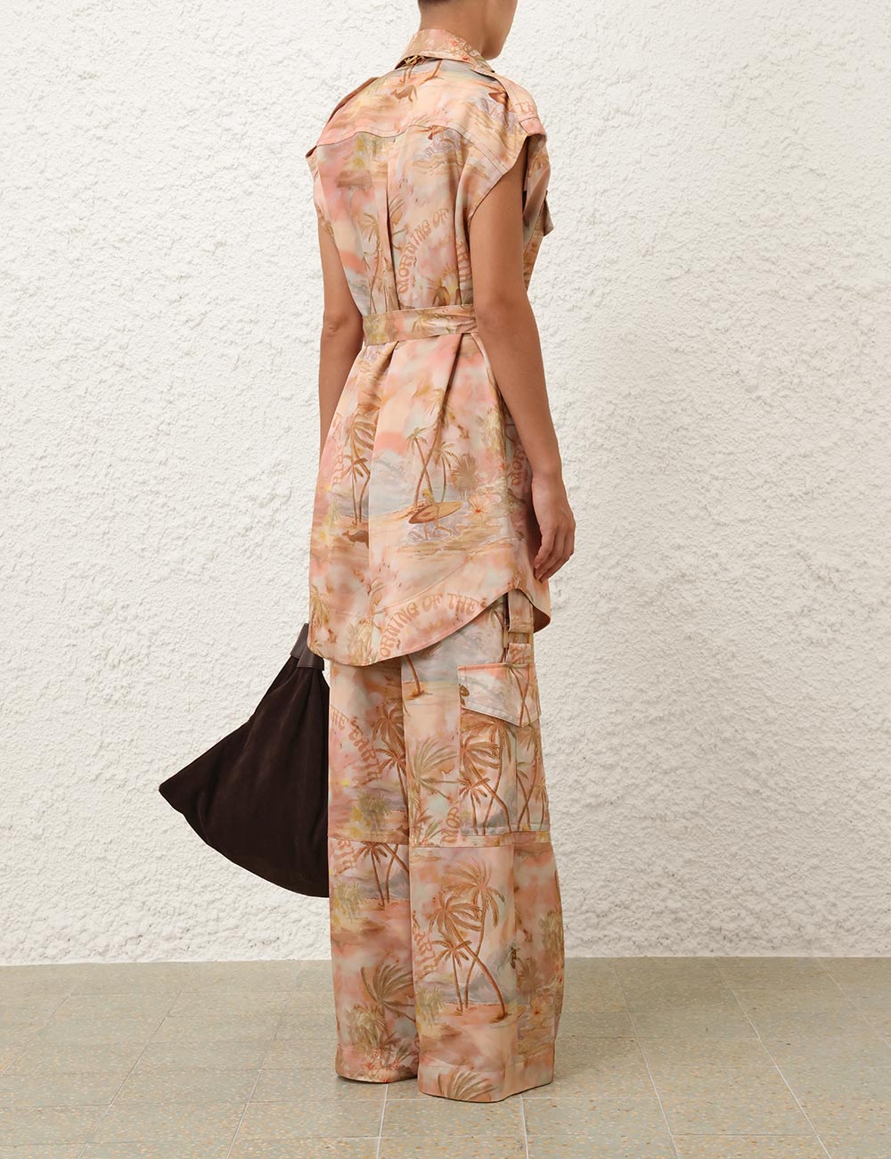Peach Printed Top and Trouser Set