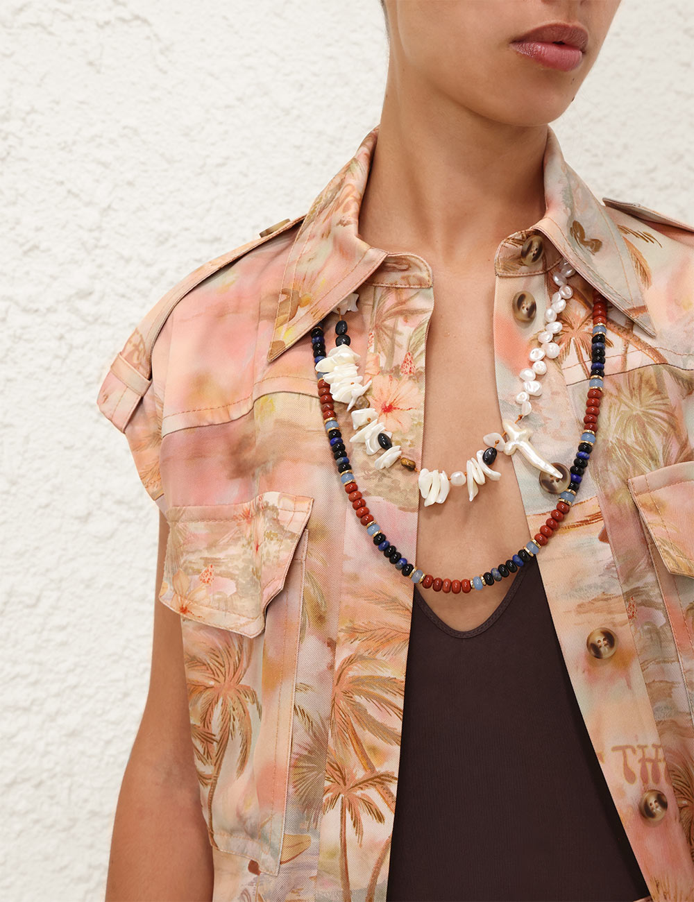 Peach Printed Top and Trouser Set