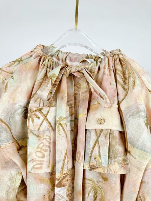 Illuminate Mini Dress in Guava Paradise Linen with Raffia Button and Suede Belt 1 Illuminate Mini Dress in Guava Paradise Linen with Raffia Button and Suede Belt