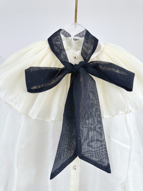 Illuminate Pierrot Cream Shirt Pleated Cape Bodice & Bow Neck Tie Silk Linen 1 Illuminate Pierrot Cream Shirt Pleated Cape Bodice & Bow Neck Tie Silk Linen
