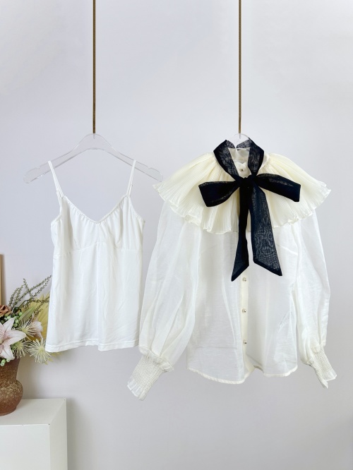 Zimmermann Illuminate Cape Shirt Silk Linen Cream Ruffle Bow-Tie Blouse 1 Zimmermann Illuminate Cape Shirt Silk Linen Cream Ruffle Bow-Tie Blouse