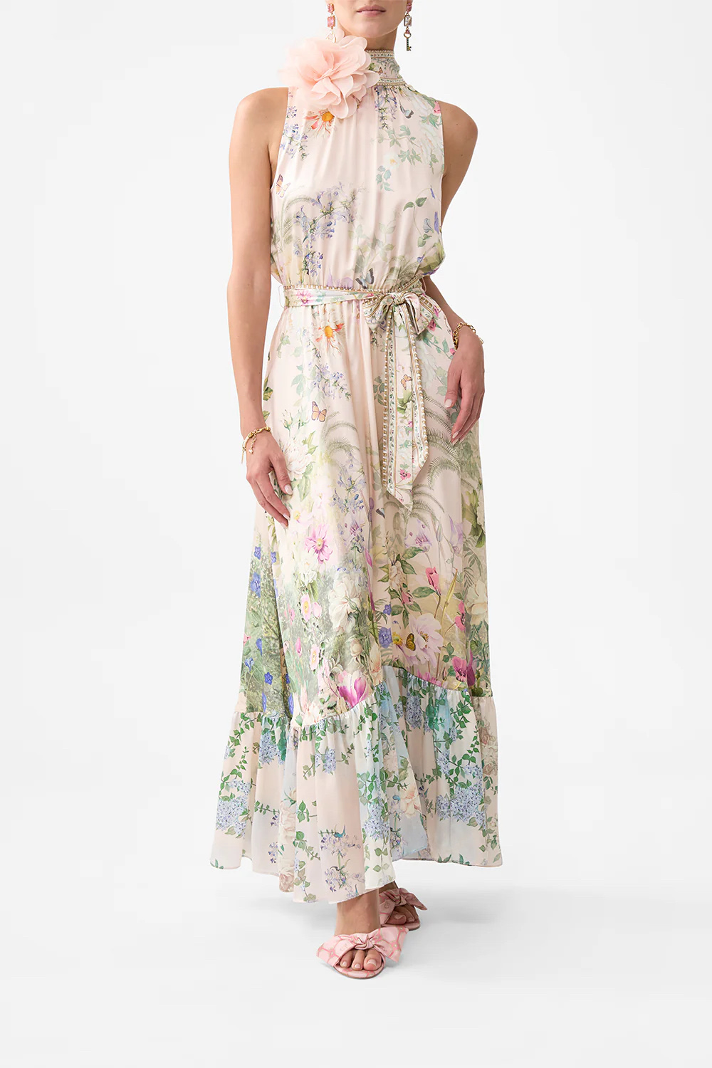 “Camilla 25 Green Flower Series: Five Vests and Maxi Dress in Austro-American Style #F2585”