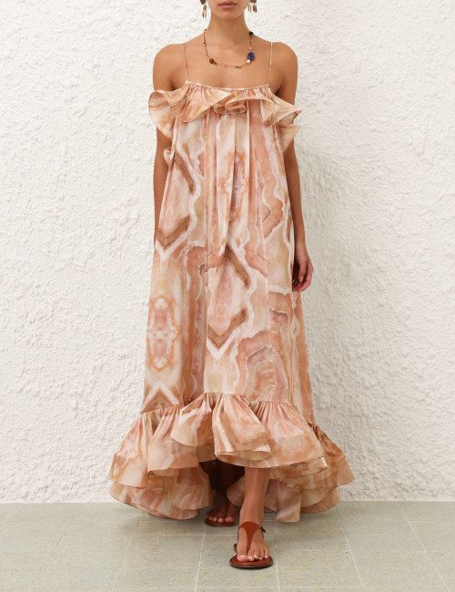 Zimmermann Illuminate Guava/Golden Agate Print Midi Dress 1 Zimmermann Illuminate Guava/Golden Agate Print Midi Dress