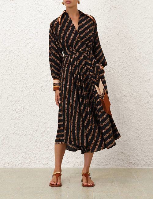 Zimmermann Relaxed Cream/Black Chain Print Midi Dress - Spring/Summer 1 Zimmermann Relaxed Cream/Black Chain Print Midi Dress - Spring/Summer