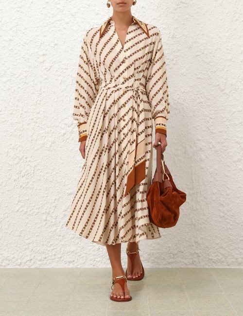 Zimmermann Relaxed Cream/Black Chain Print Midi Dress - Spring/Summer 2025 1 Zimmermann Relaxed Cream/Black Chain Print Midi Dress - Spring/Summer 2025
