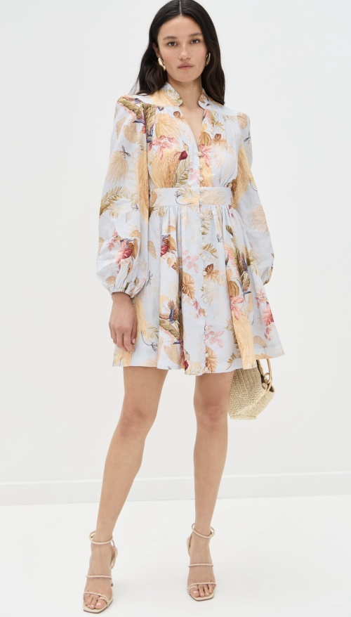 Zimmermann Mini Dress - Floral Print, Long Sleeve, Elegant Women's Fashion 1 Zimmermann Mini Dress - Floral Print, Long Sleeve, Elegant Women's Fashion