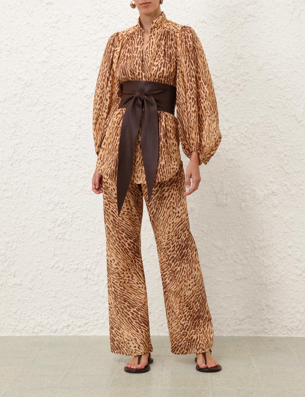 “New Zimmermann 25 Spring Summer Collection: Cascadian Tan Panther Print Top and Pants in Retro Pattern” - 图片 1