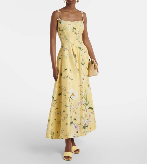 Camilla Yellow Floral Maxi Dress Summer Bohemian Style, Size XS-L 1 Camilla Yellow Floral Maxi Dress Summer Bohemian Style, Size XS-L