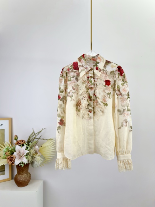Zimmermann Hypnotic Ruffled Floral Linen Blend Blouse Button Down Shirt 1 Zimmermann Hypnotic Ruffled Floral Linen Blend Blouse Button Down Shirt