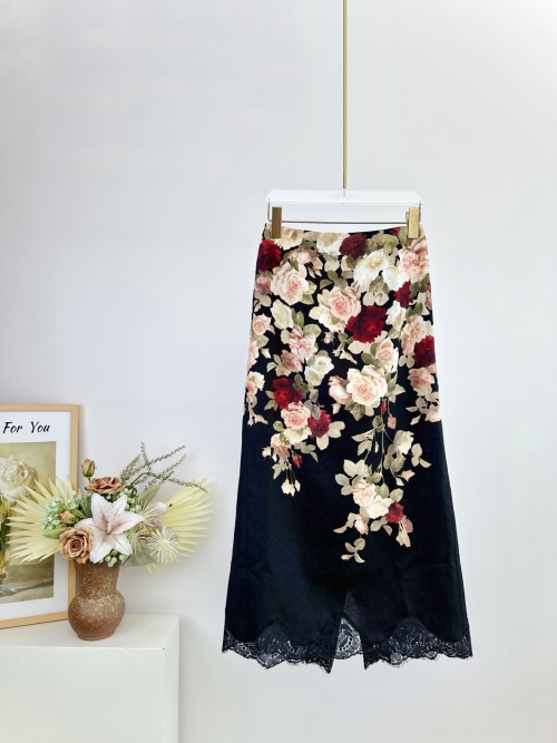 Zimmermann Hypnotic Floral Print Linen Midi Pencil Skirt With Lace Trim 1 Zimmermann Hypnotic Floral Print Linen Midi Pencil Skirt With Lace Trim