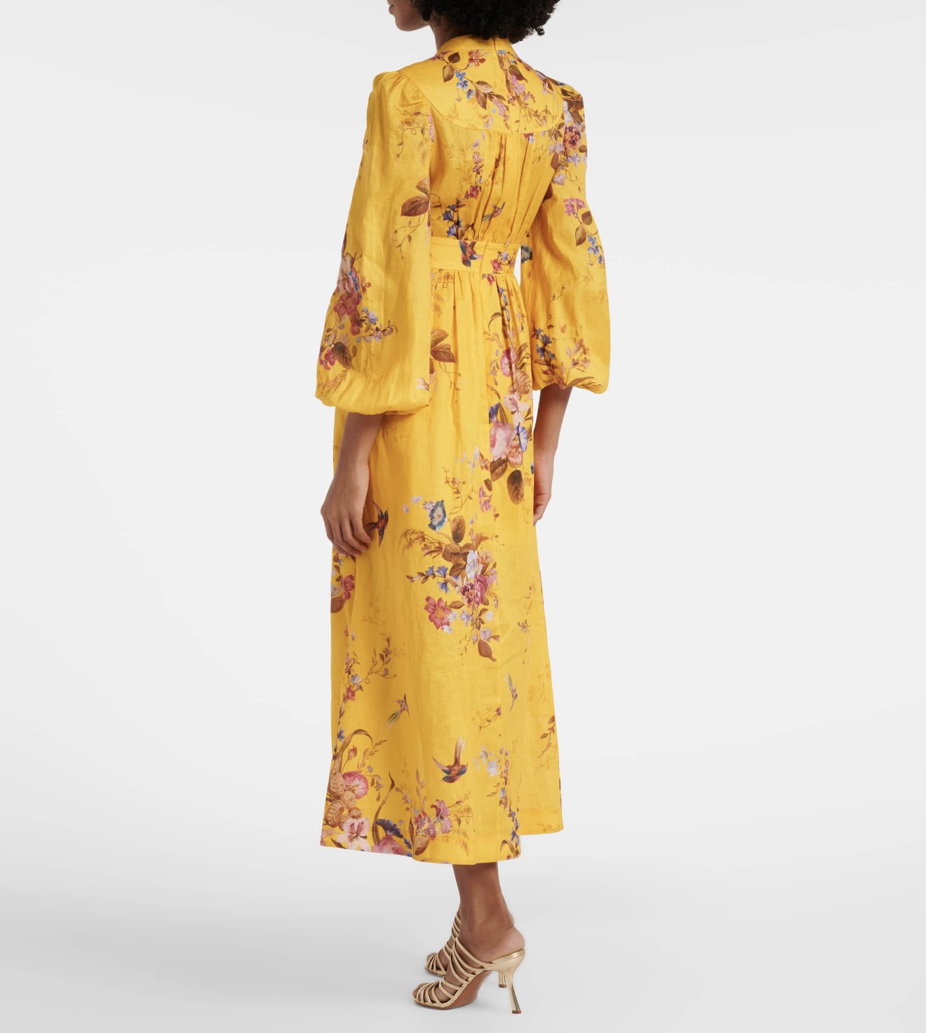 Yellow Floral Long-Sleeve Dress