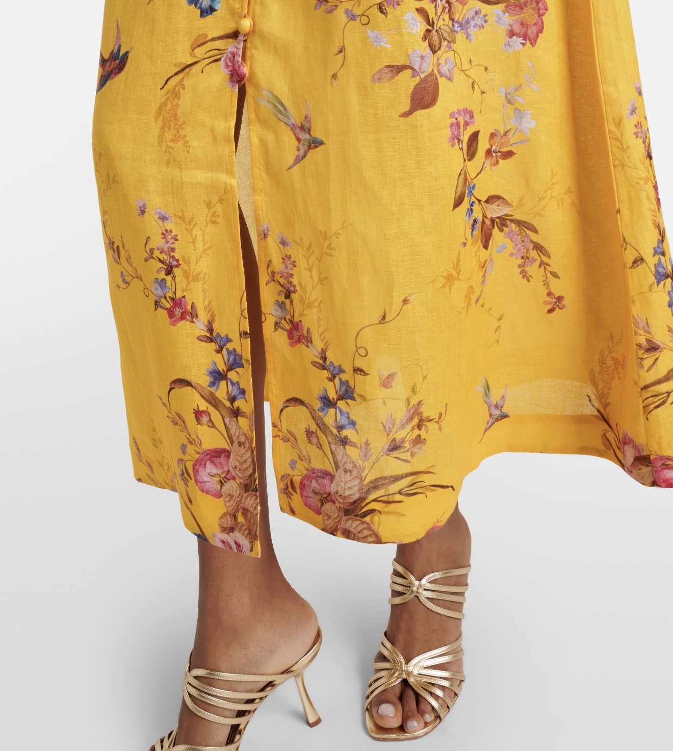 Yellow Floral Long-Sleeve Dress