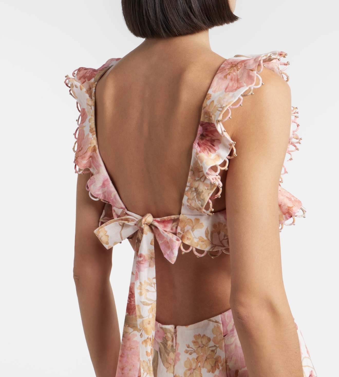 Pink Floral Ruffle Strap Mini Dress
