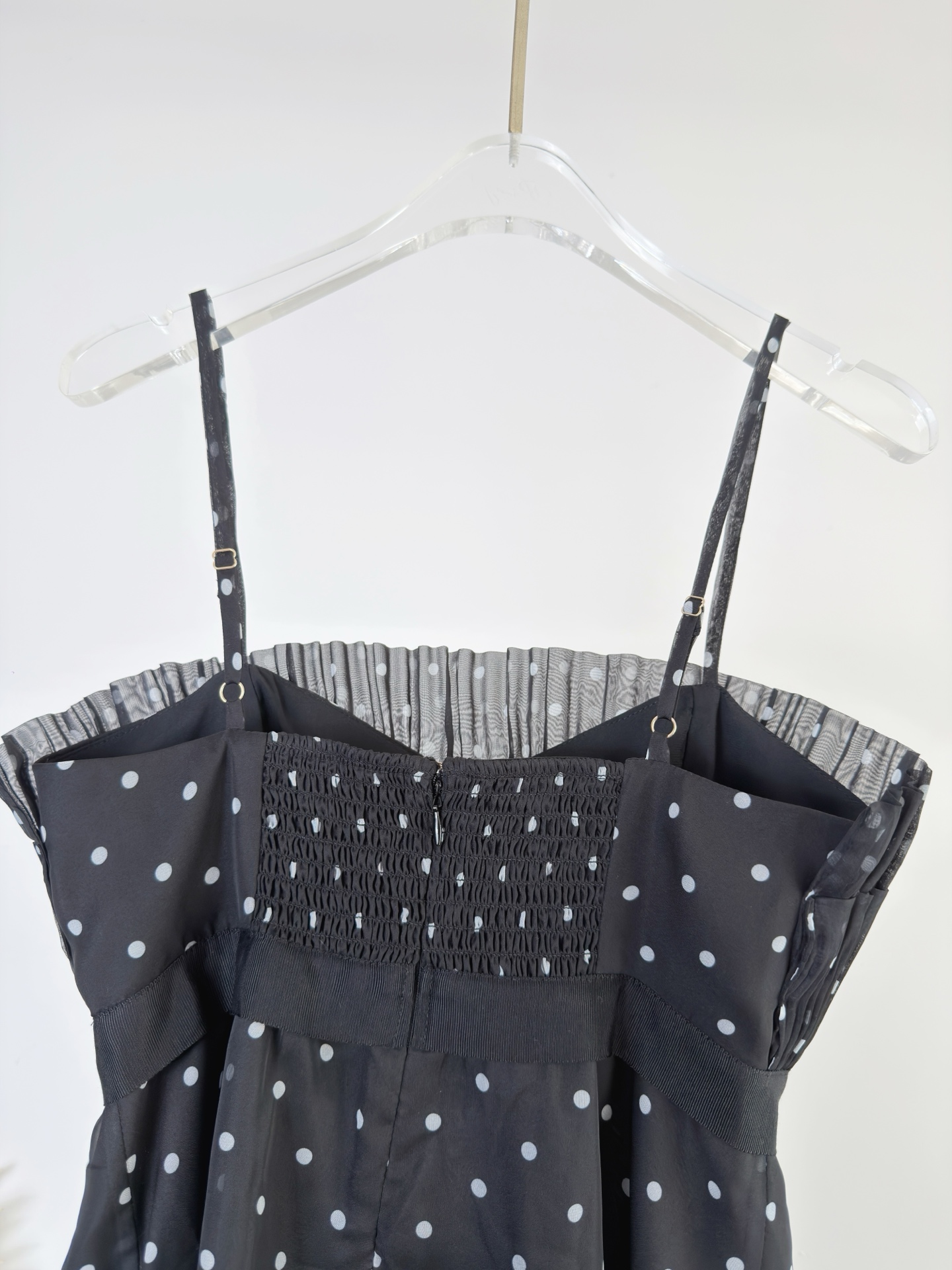 Black Dotted Tie Waist Dress