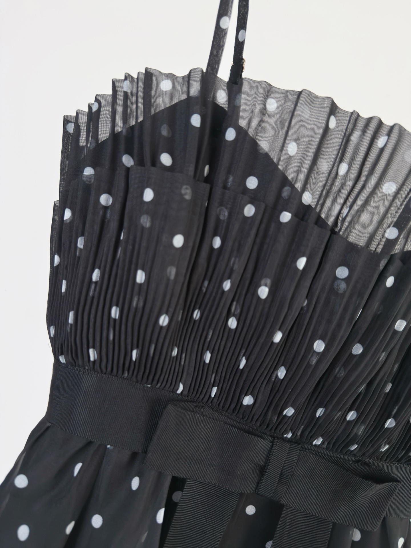 Black Dotted Tie Waist Dress