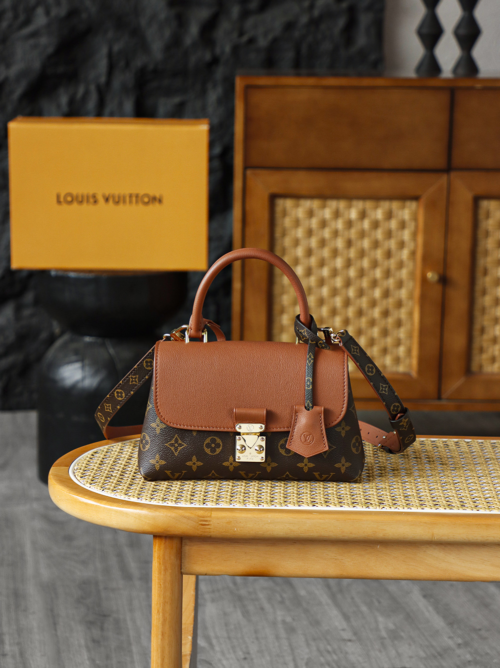 Louis Vuitton Madeleine BB Handbag in Monogram Canvas with Brown Leather Trim