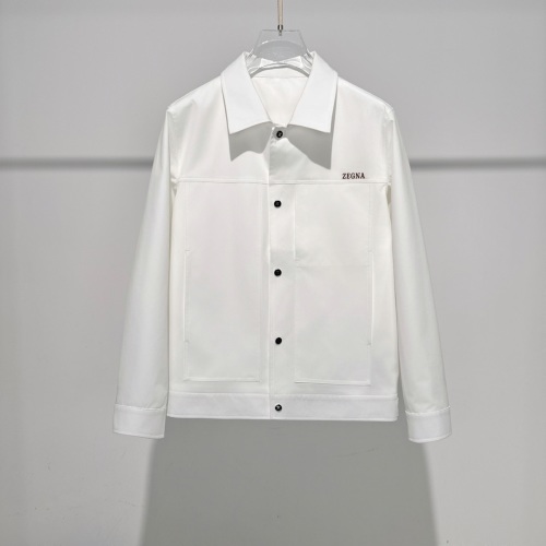 Zegna Spring Lightweight White Jacket, Turn-Down Collar, Casual Fit