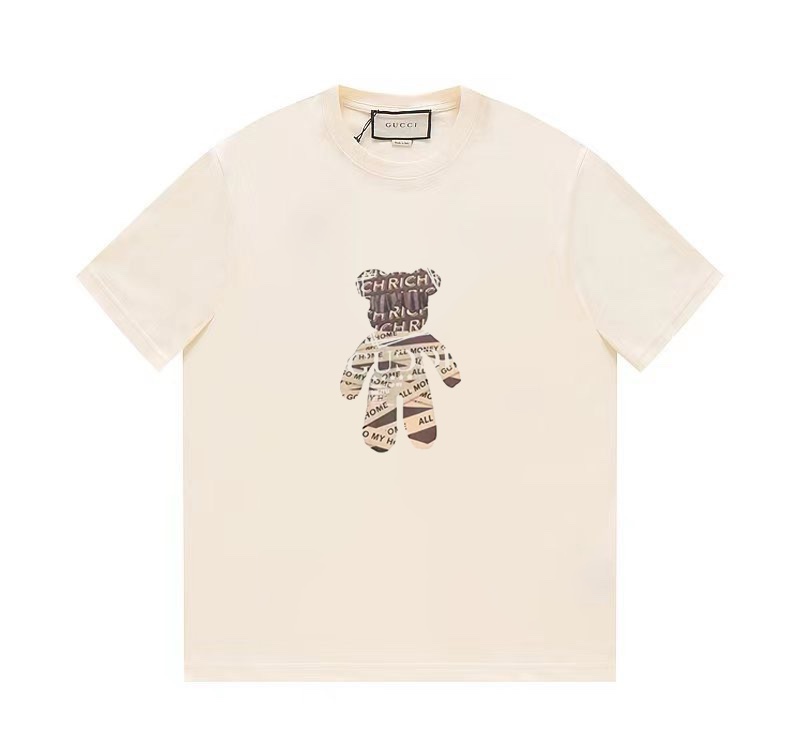 Gucci Odzież T-Shirt Kolor moreli Czarny Drukowanie Unisex Kolekcja wiosenno-letnia Fashion Krótki rękaw