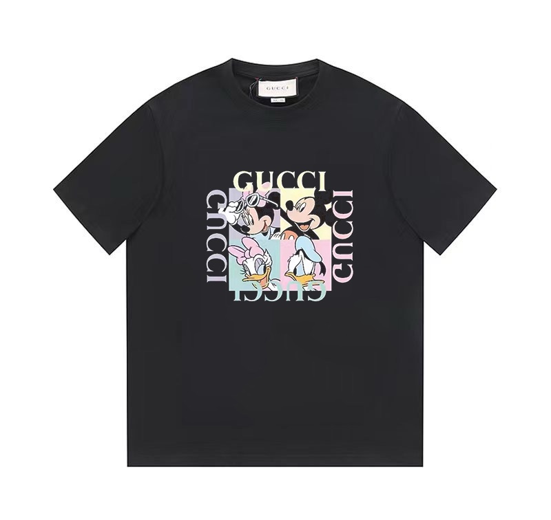 Gucci Online
 Clothing T-Shirt Apricot Color Black Printing Unisex Spring/Summer Collection Fashion Short Sleeve
