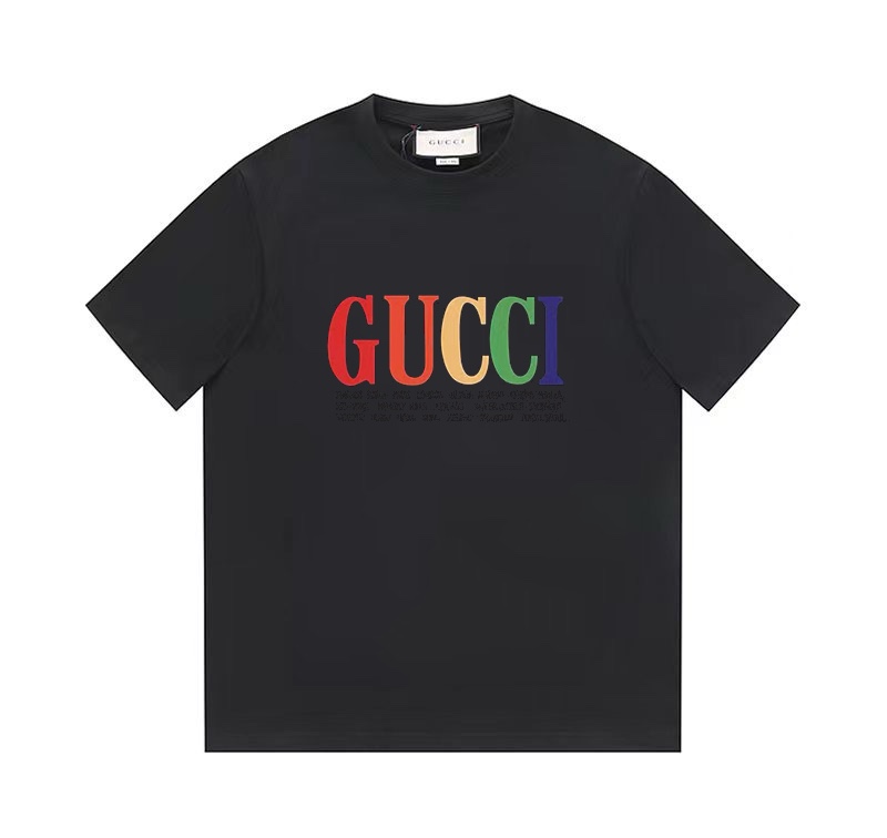 Gucci Clothing T-Shirt Apricot Color Black Printing Unisex Spring/Summer Collection Fashion Short Sleeve