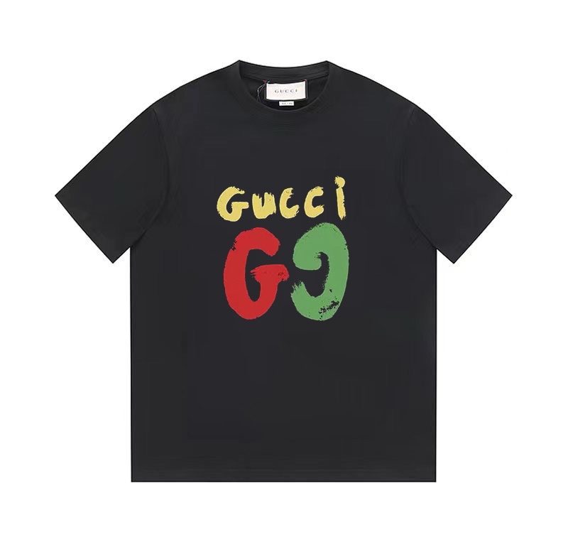 Gucci Clothing T-Shirt Apricot Color Black Printing Unisex Spring/Summer Collection Fashion Short Sleeve