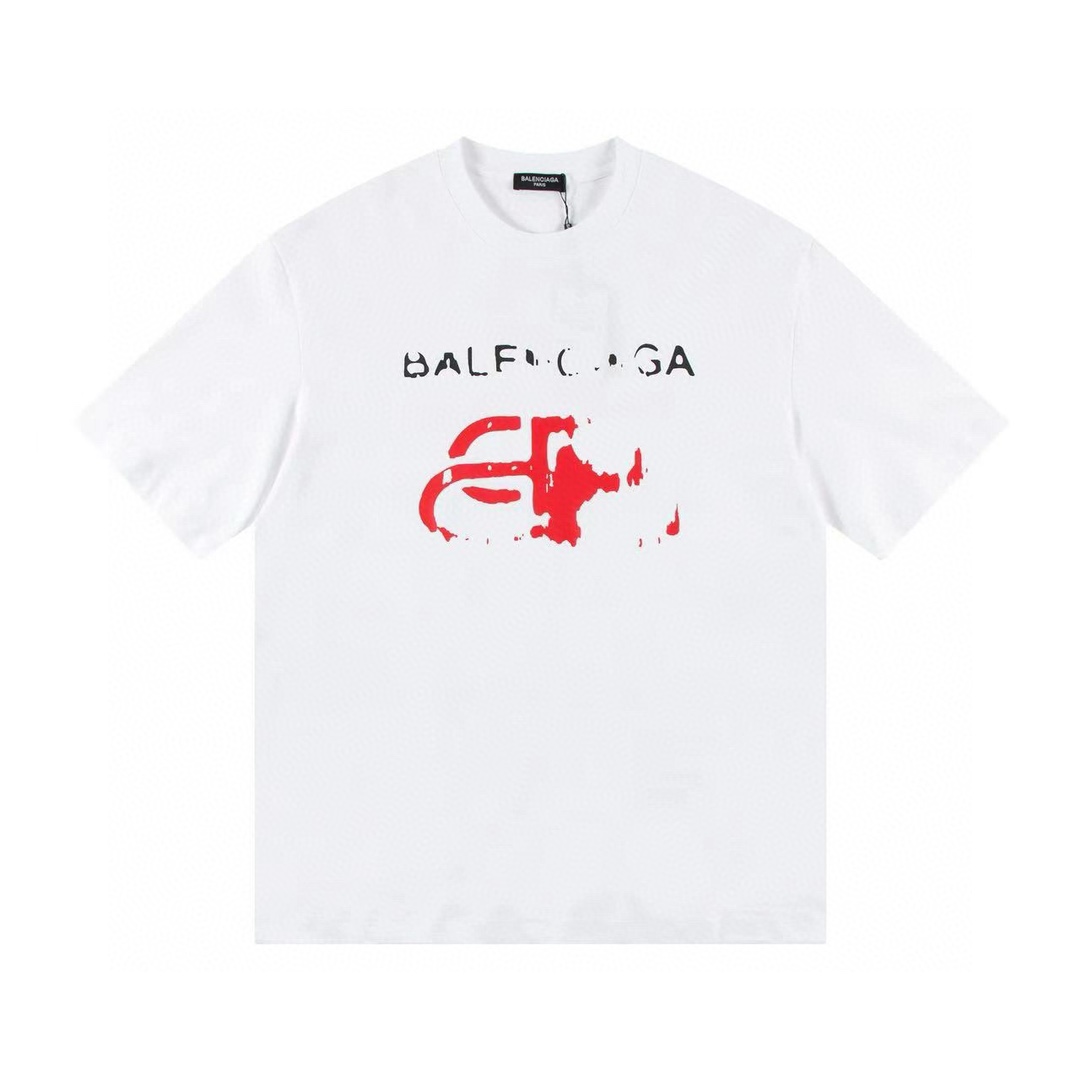 Balenciaga Clothing T-Shirt Black White Unisex Cotton Spring Collection Fashion Short Sleeve