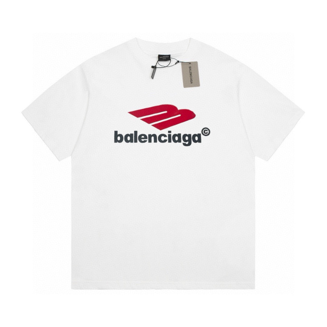 Balenciaga Clothing T-Shirt Black White Unisex Cotton Spring Collection Fashion Short Sleeve