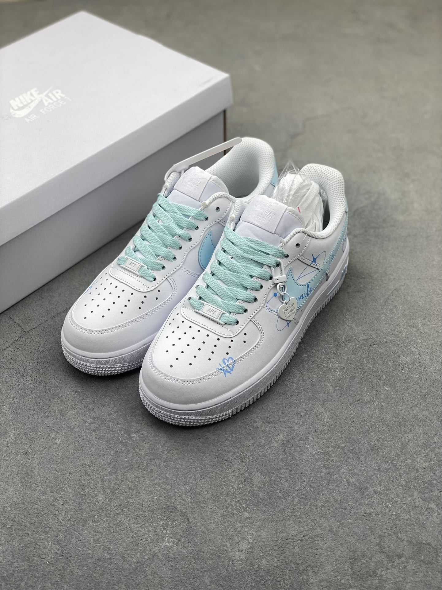 Nike Air Force 1 Low '07 LOVE White/Blue Custom Sneakers - Limited Edition 22 i1724101635 4233 6