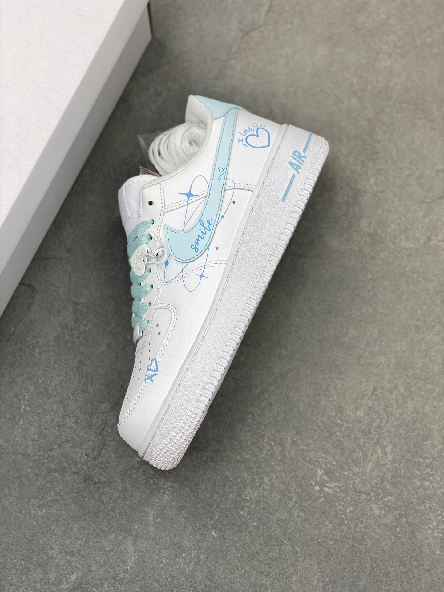 Nike Air Force 1 Low '07 LOVE White/Blue Custom Sneakers - Limited Edition 21 i1724101635 4752 1