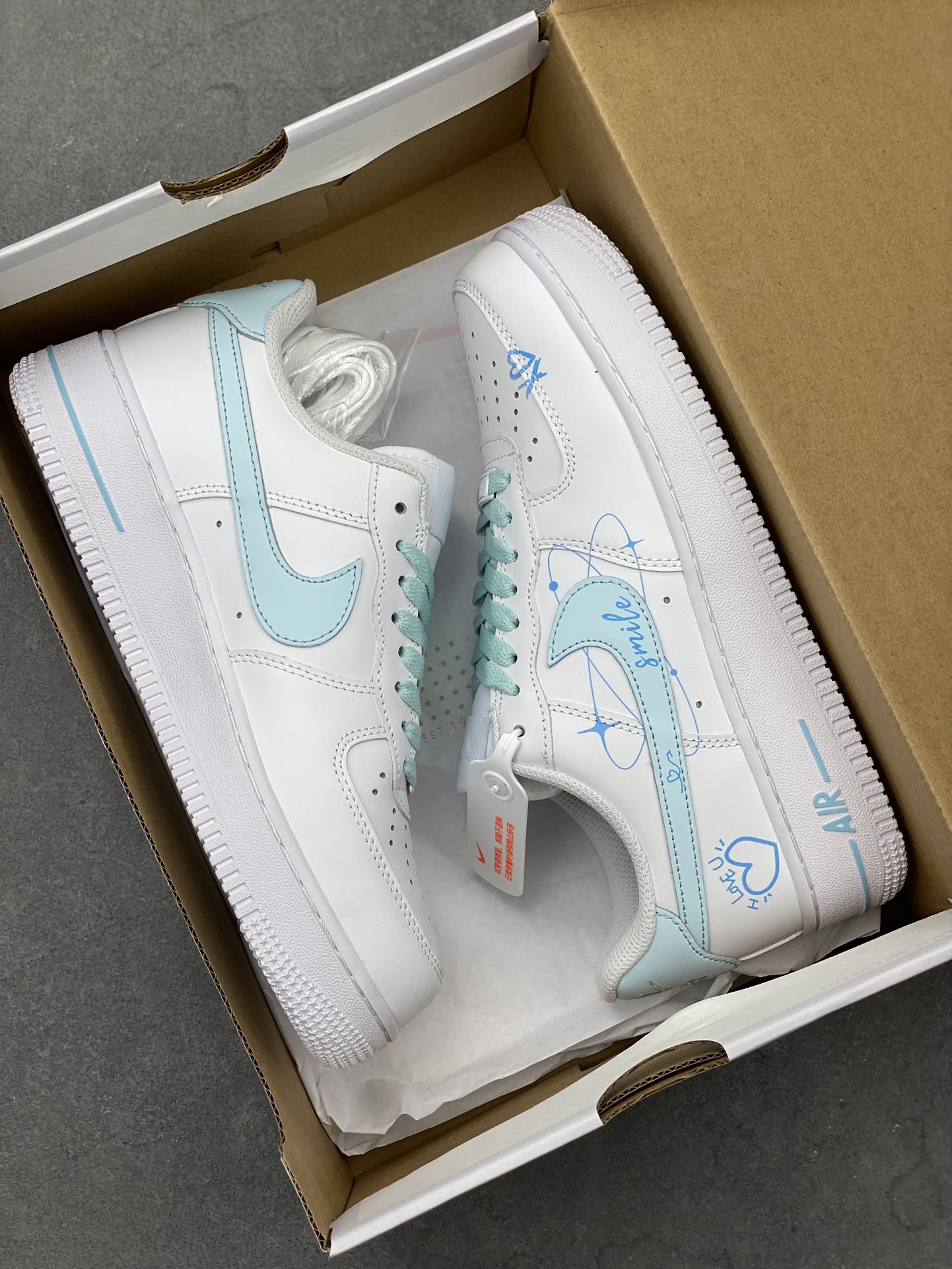 Nike Air Force 1 Low '07 LOVE White/Blue Custom Sneakers - Limited Edition 23 i1724101635 6522 7