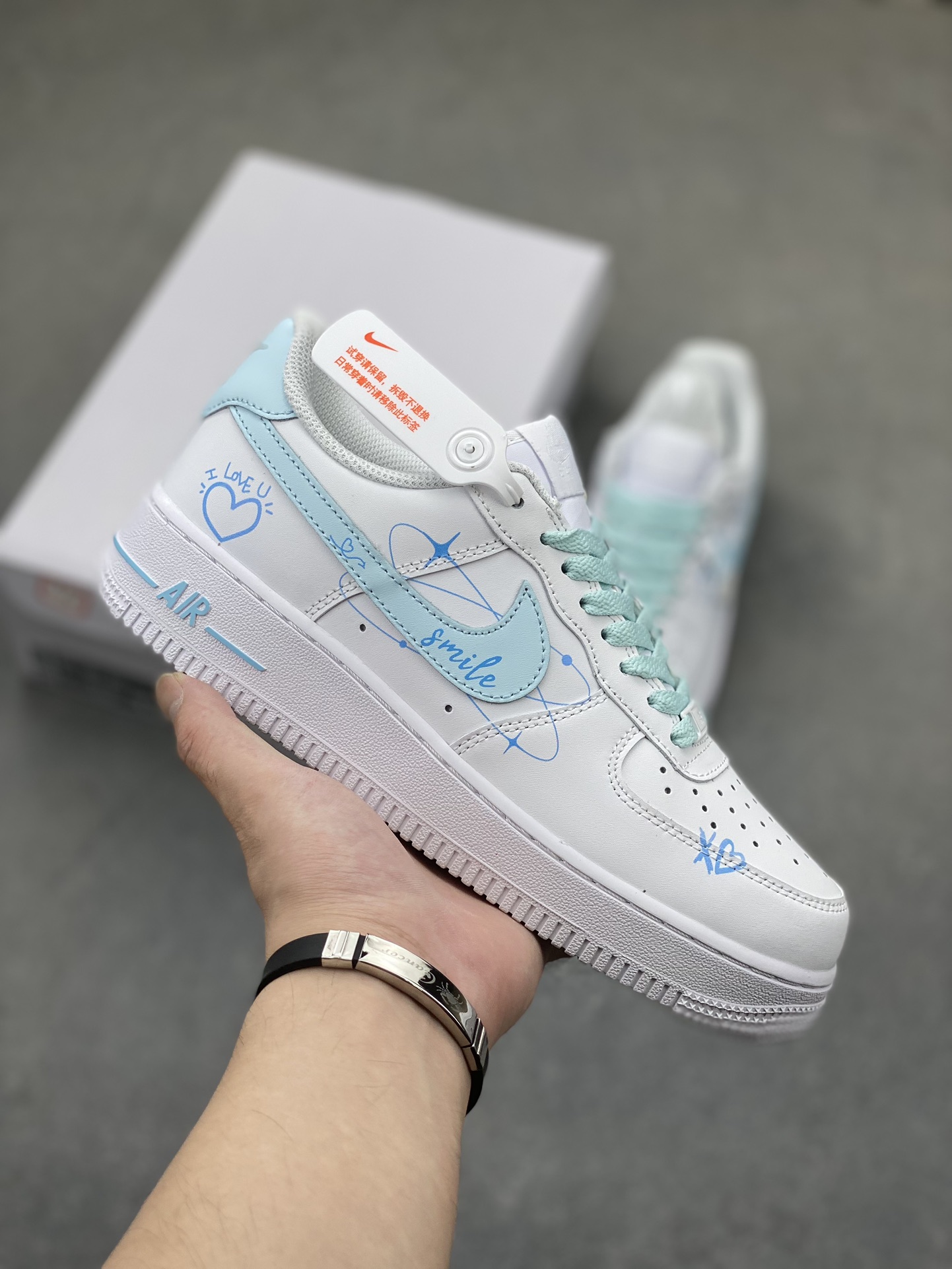 Nike Air Force 1 Low '07 LOVE White/Blue Custom Sneakers - Limited Edition 15 i1724101635 6846 4