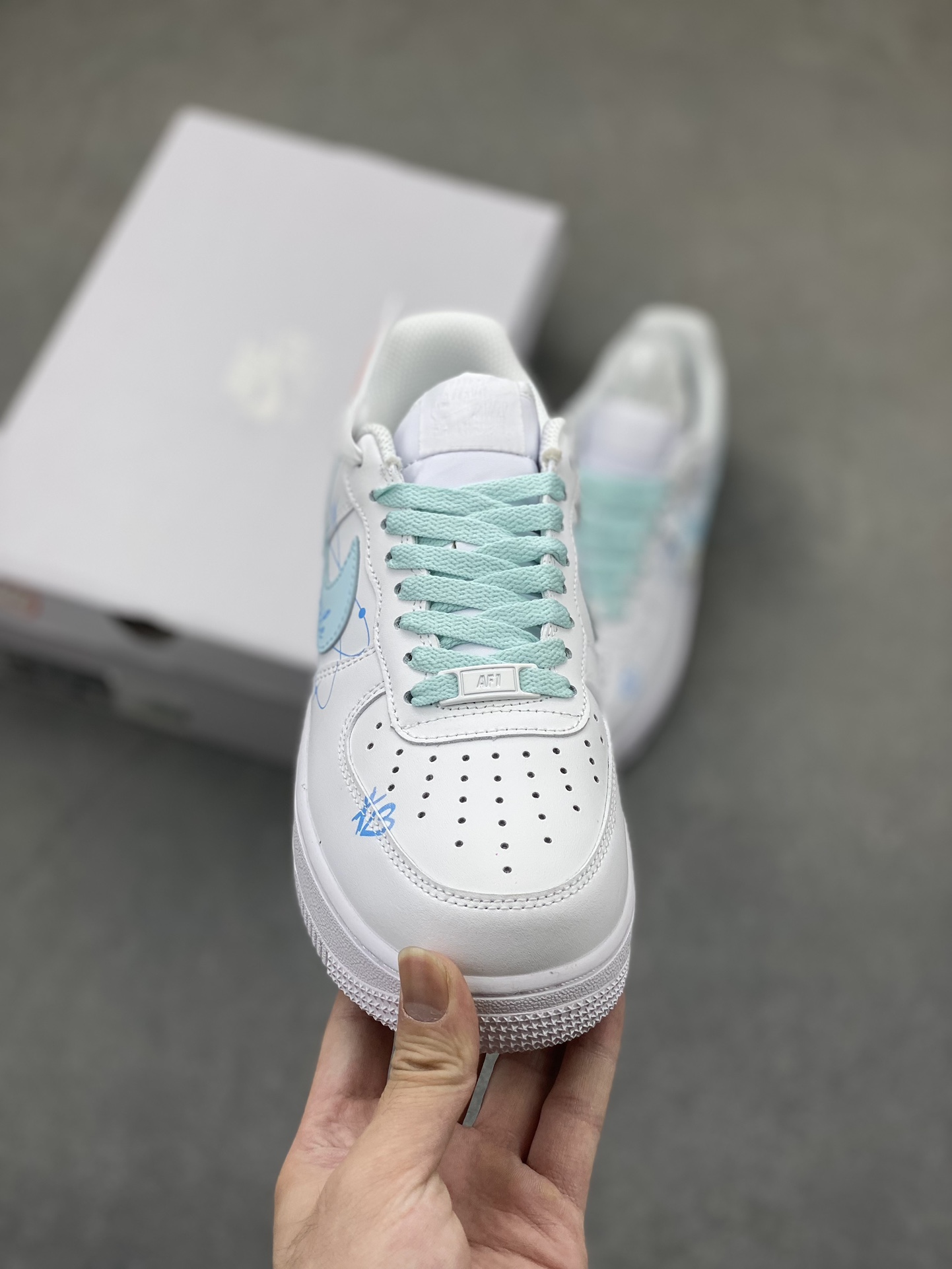Nike Air Force 1 Low '07 LOVE White/Blue Custom Sneakers - Limited Edition 16 i1724101635 7473 0