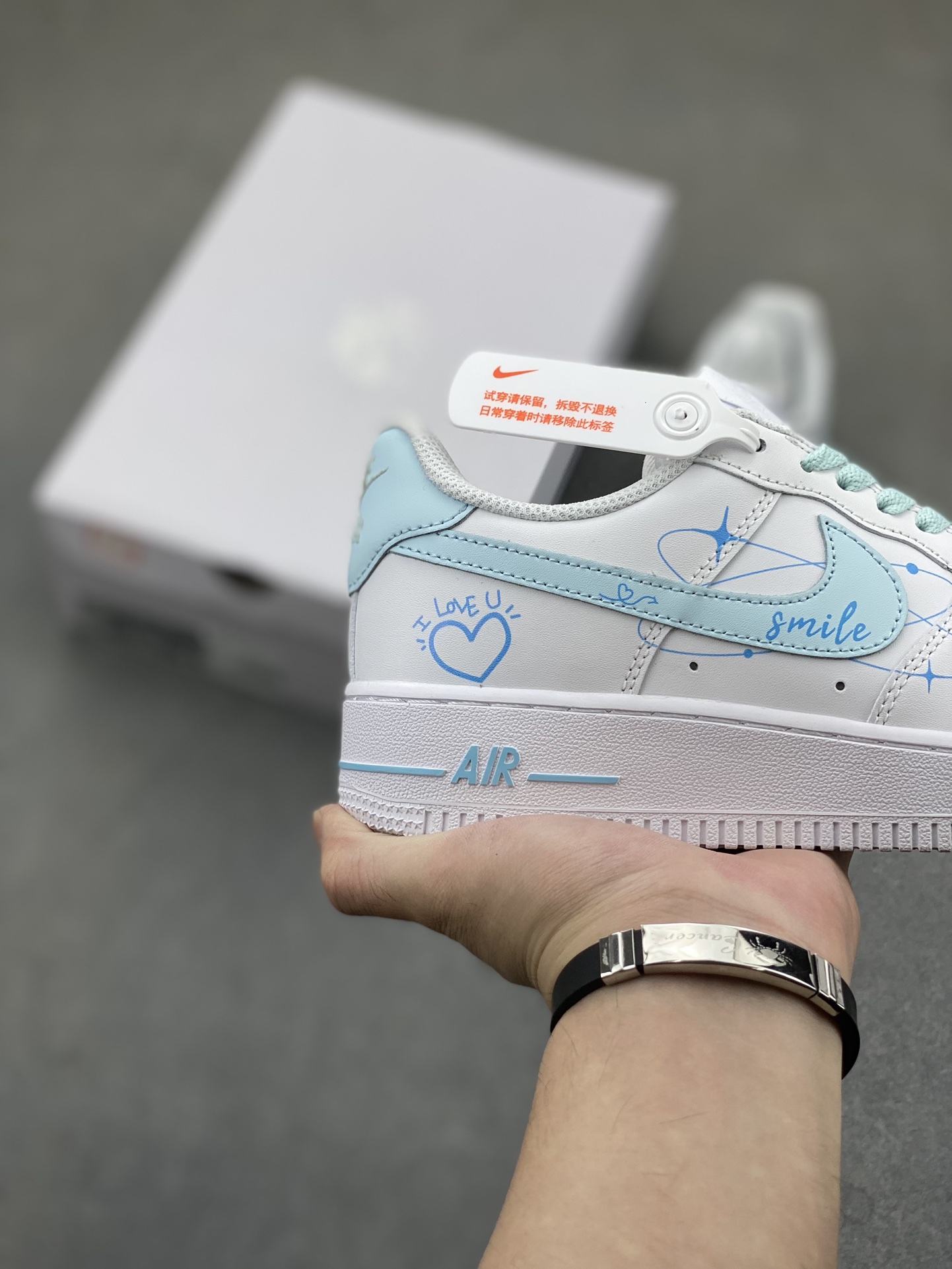 Nike Air Force 1 Low '07 LOVE White/Blue Custom Sneakers - Limited Edition 19 i1724101635 9819 2