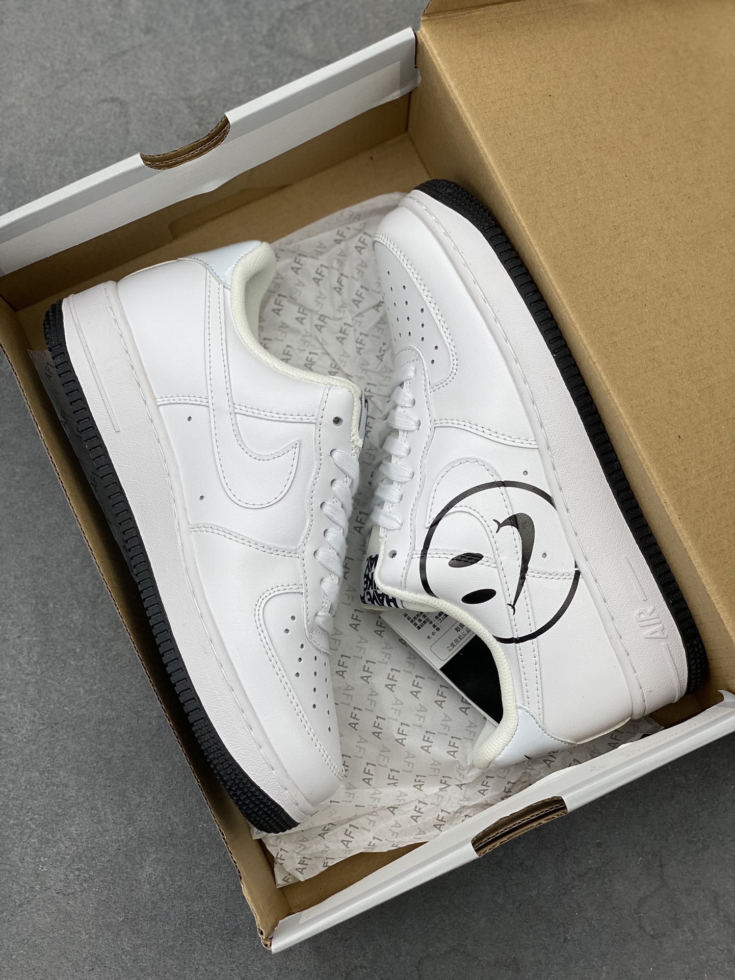 Nike Air Force 1 Low White Black Smiley Face Sneakers - Classic Style 10 i1724960770 1071 0