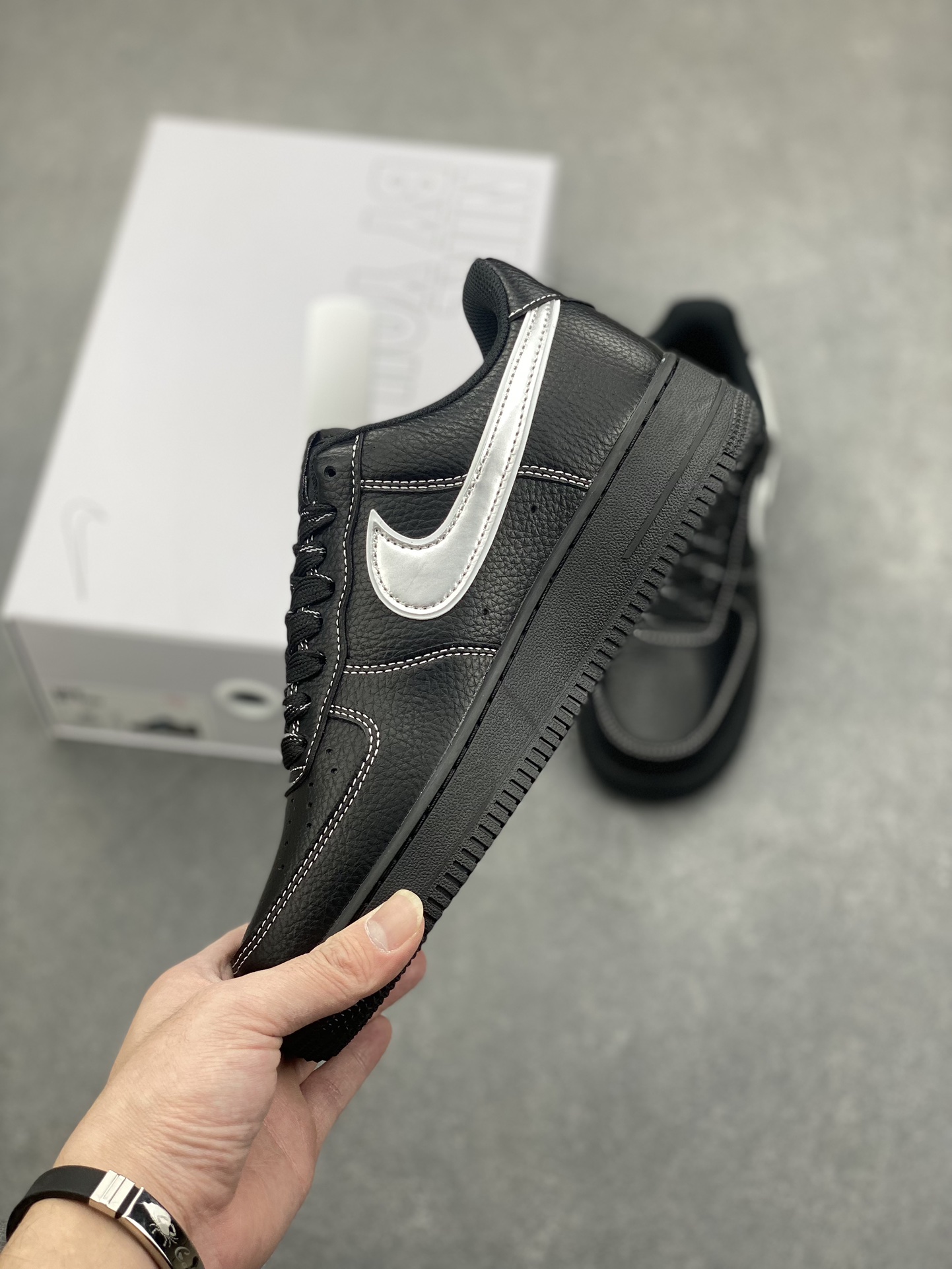 Nike Air Force 1 '07 Low Black/Silver Custom Sneakers with Air Cushioning 4 i1734108113 1227 6