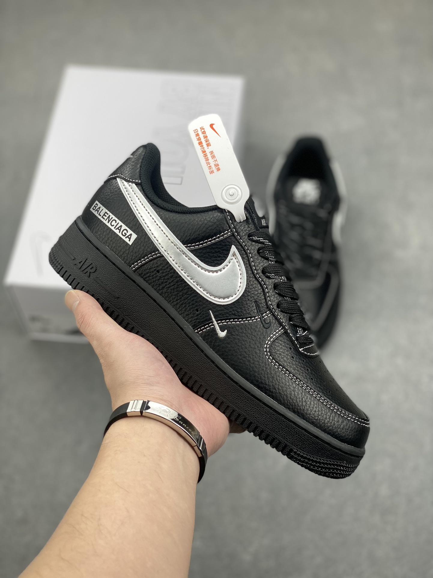 Nike Air Force 1 '07 Low Black/Silver Custom Sneakers with Air Cushioning 2 i1734108113 1342 7