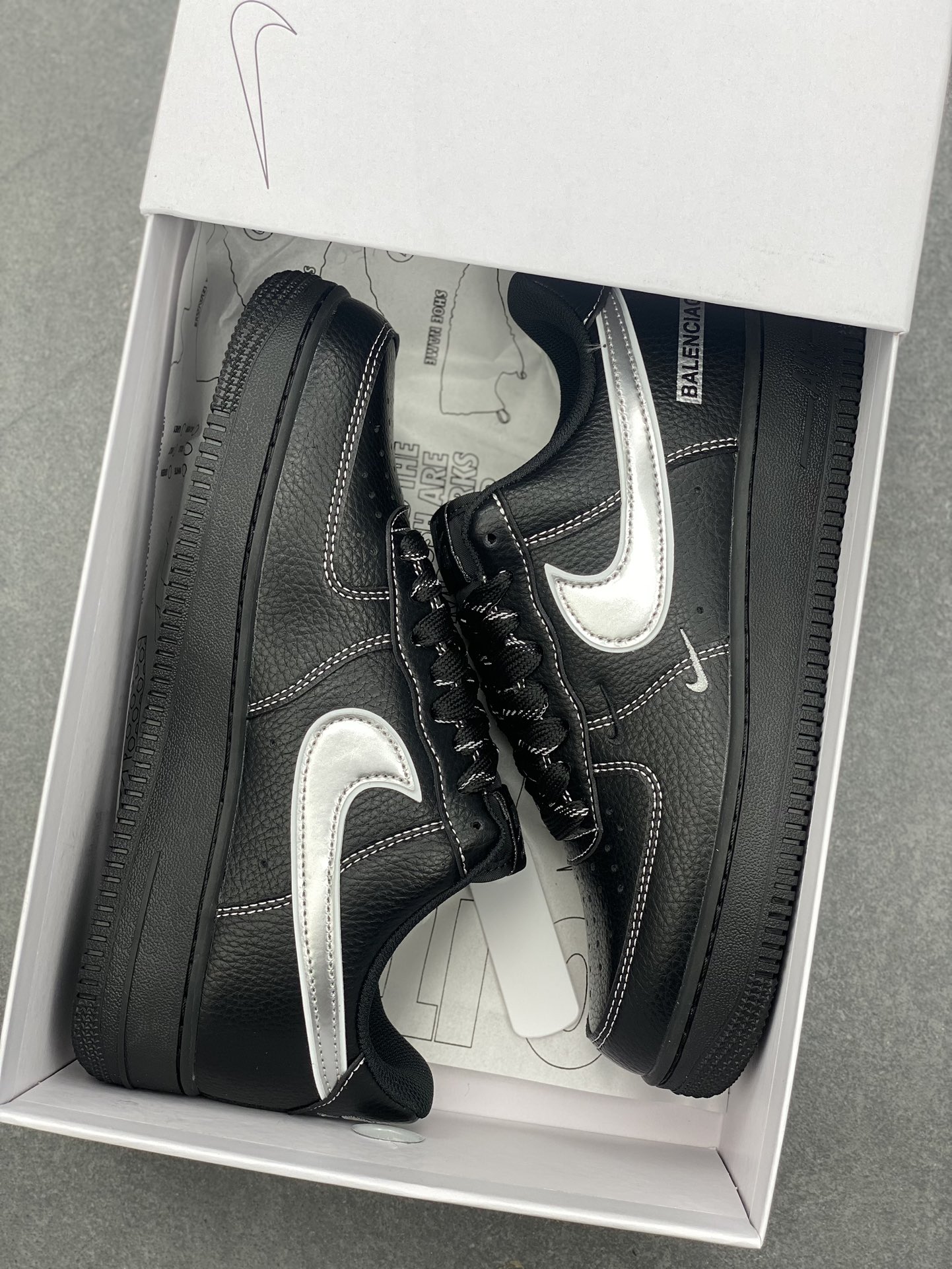 Nike Air Force 1 '07 Low Black/Silver Custom Sneakers with Air Cushioning 10 i1734108113 1619 3