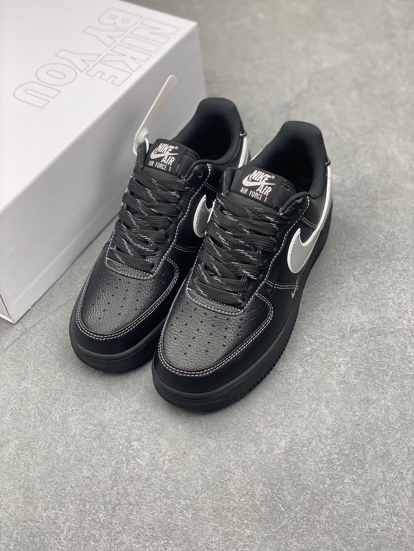 Nike Air Force 1 '07 Low Black/Silver Custom Sneakers with Air Cushioning 9 i1734108113 7412 1