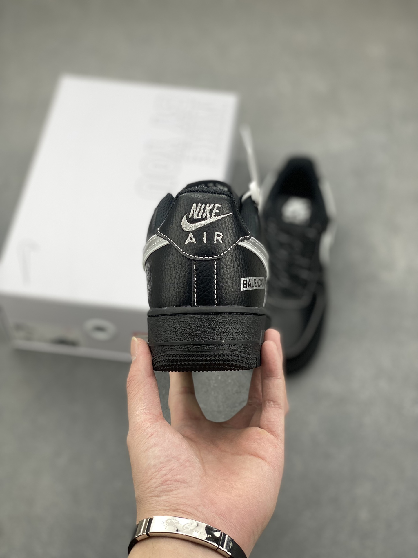 Nike Air Force 1 '07 Low Black/Silver Custom Sneakers with Air Cushioning 5 i1734108113 8399 5