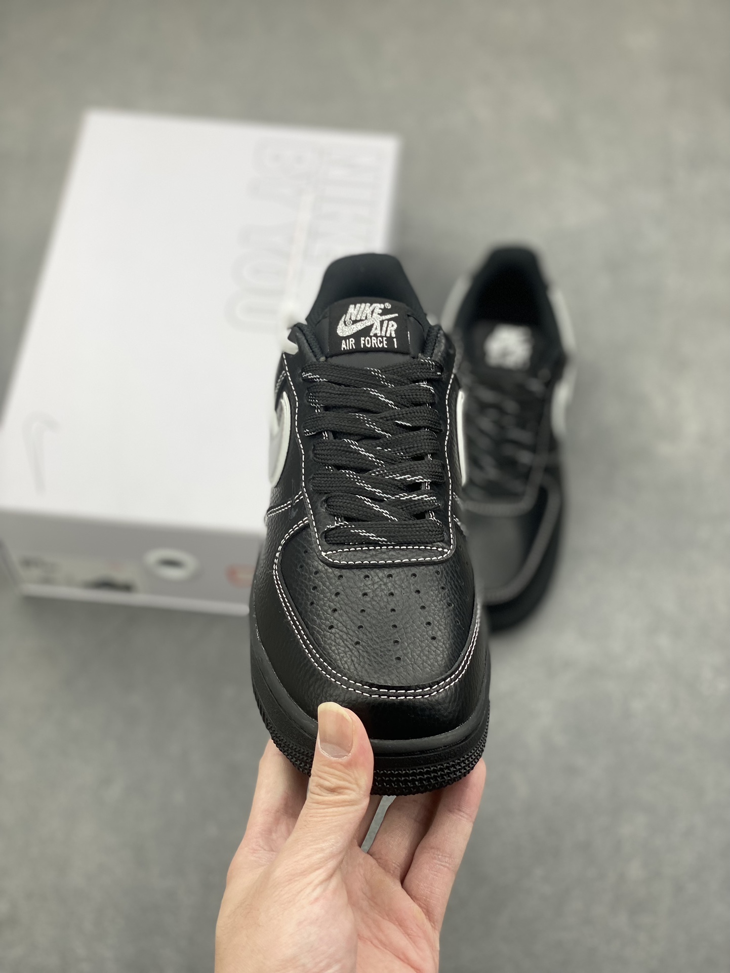 Nike Air Force 1 '07 Low Black/Silver Custom Sneakers with Air Cushioning 3 i1734108113 8457 8