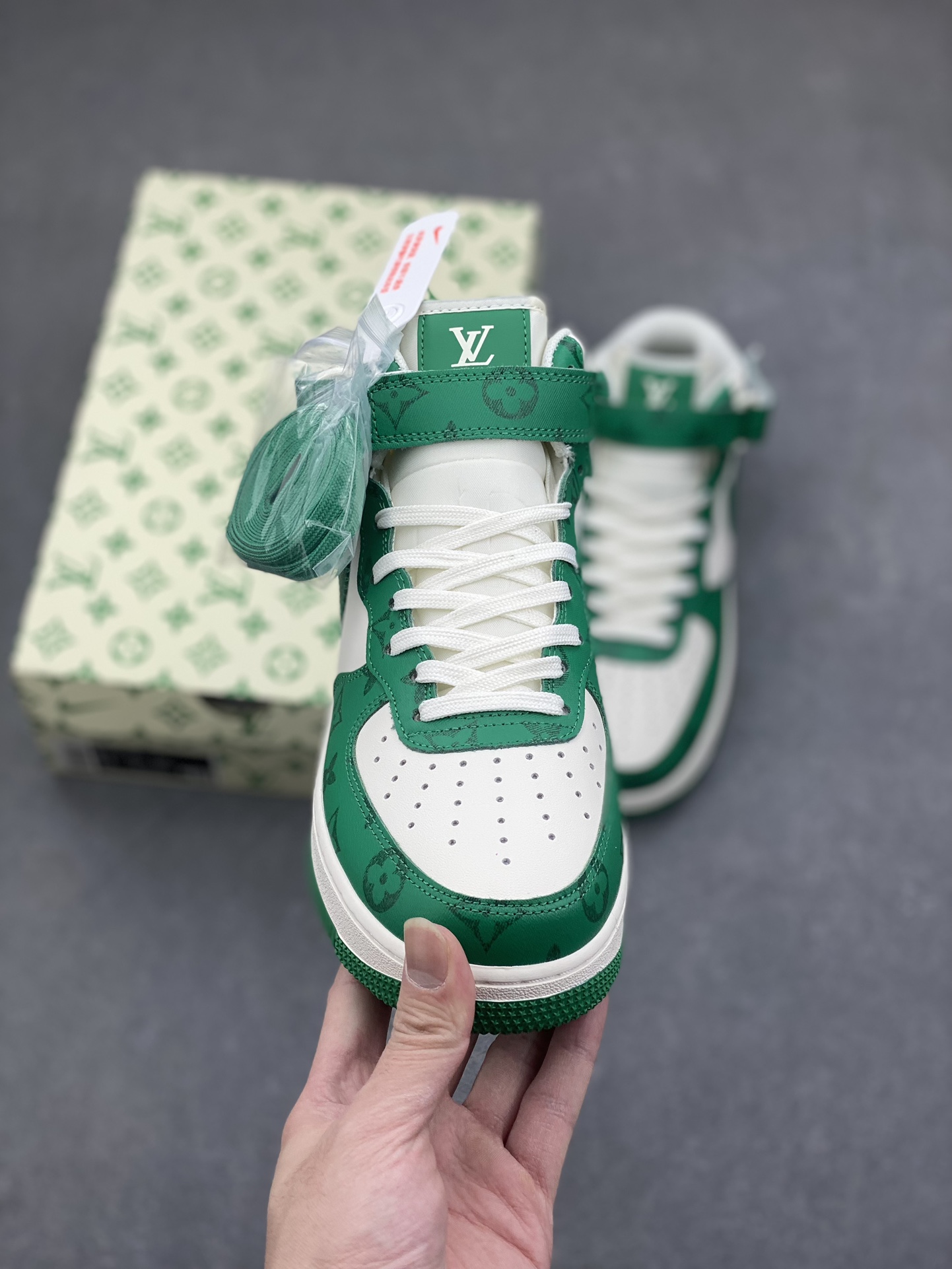 Louis Vuitton x Nike Air Force 1 Mid '07 Green Custom Sneakers 3 i1734108918 1777 1