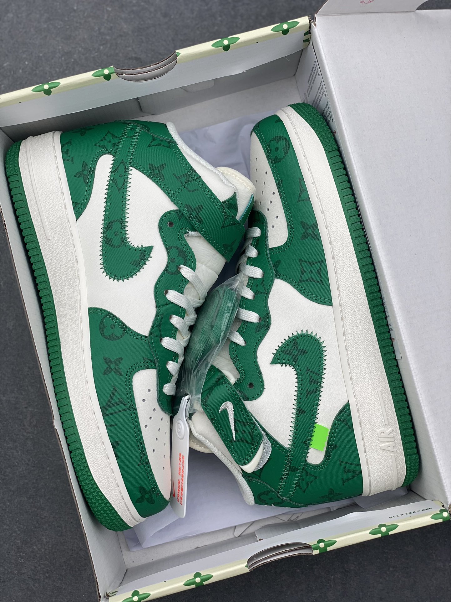Louis Vuitton x Nike Air Force 1 Mid '07 Green Custom Sneakers 10 i1734108918 4541 8