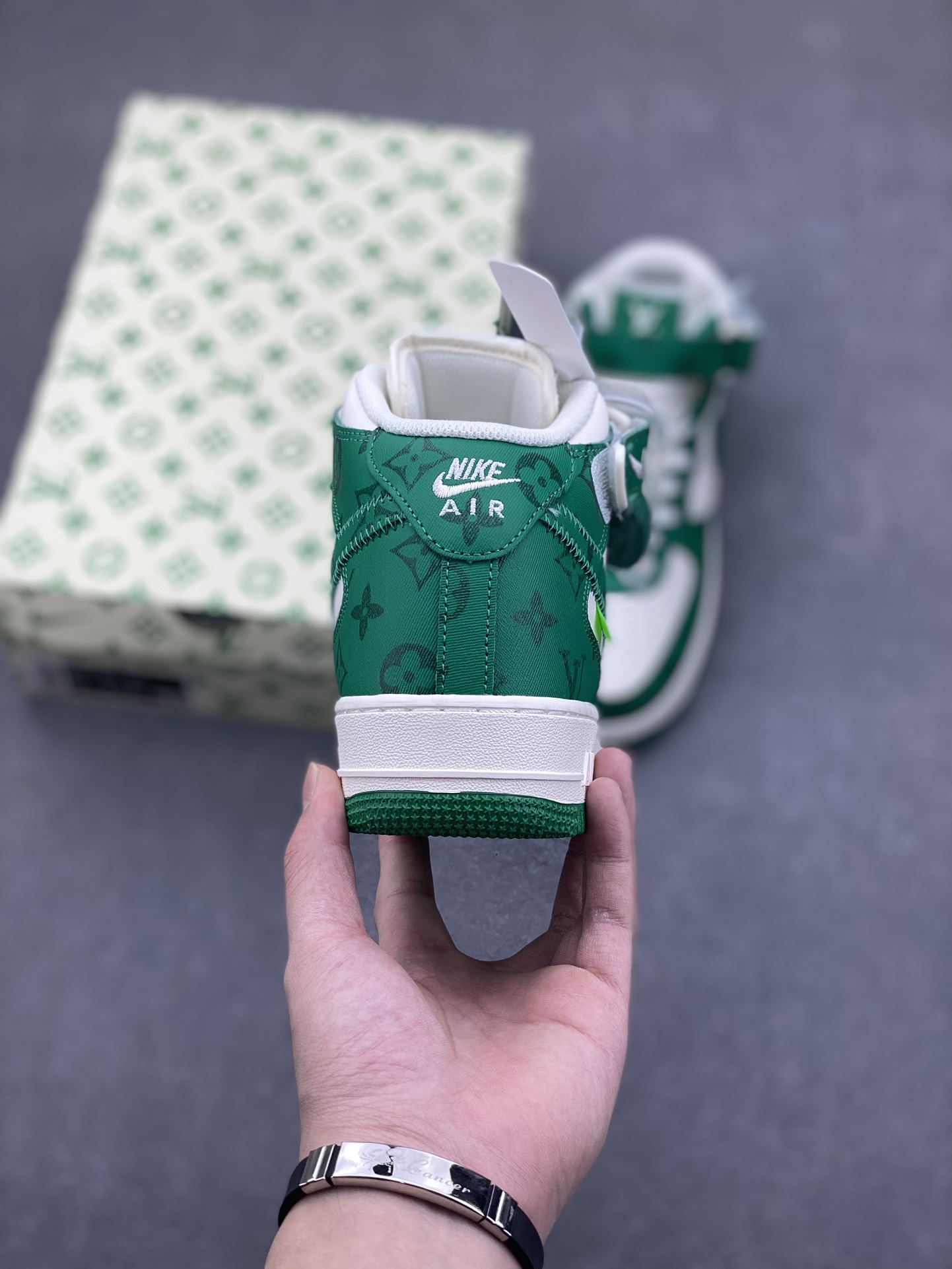 Louis Vuitton x Nike Air Force 1 Mid '07 Green Custom Sneakers 5 i1734108918 7047 4