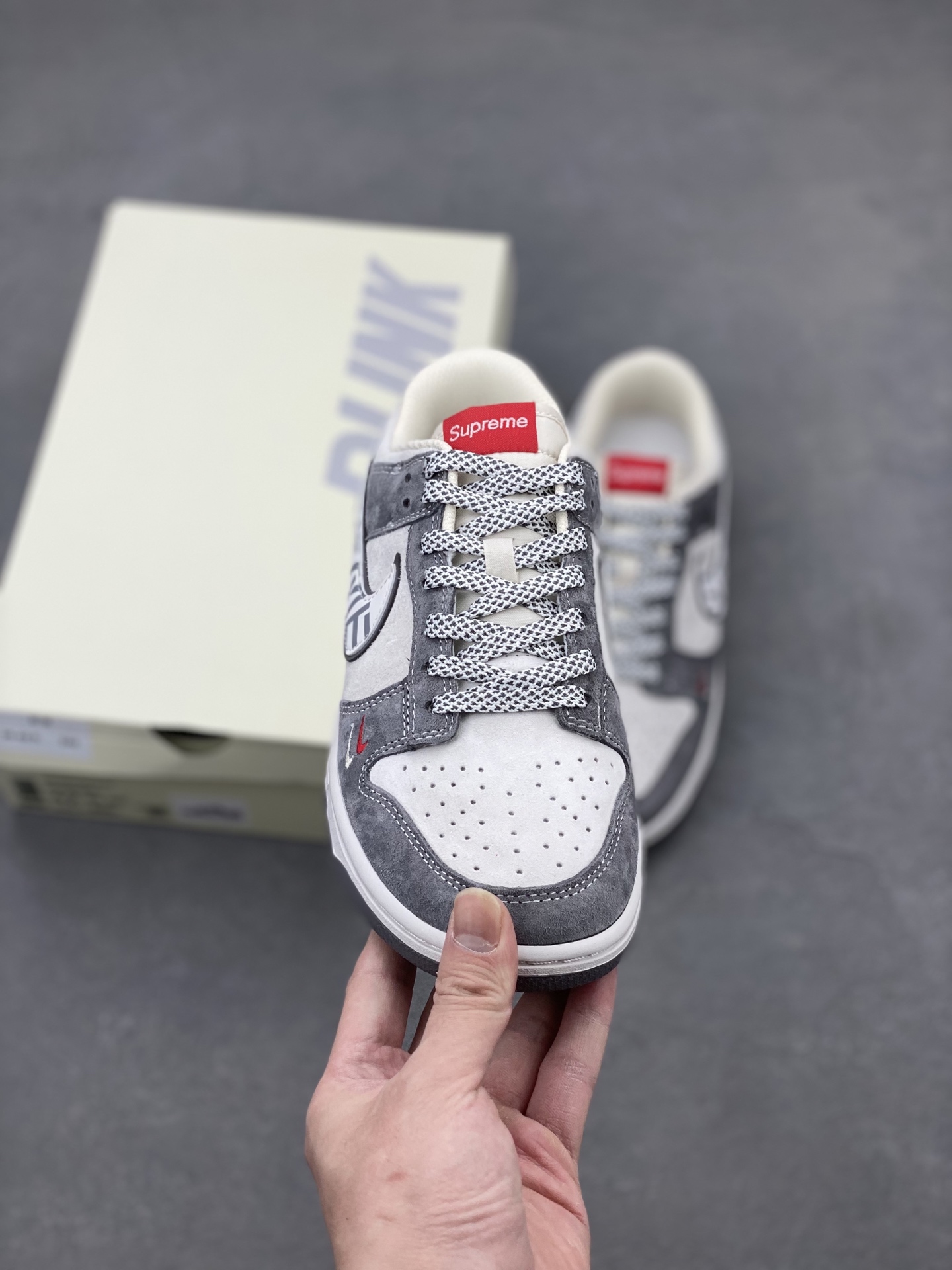 Nike SB Dunk Low x Stone Island x Supreme Grey Red Sneakers 3 i1739655727633 5670 0 1