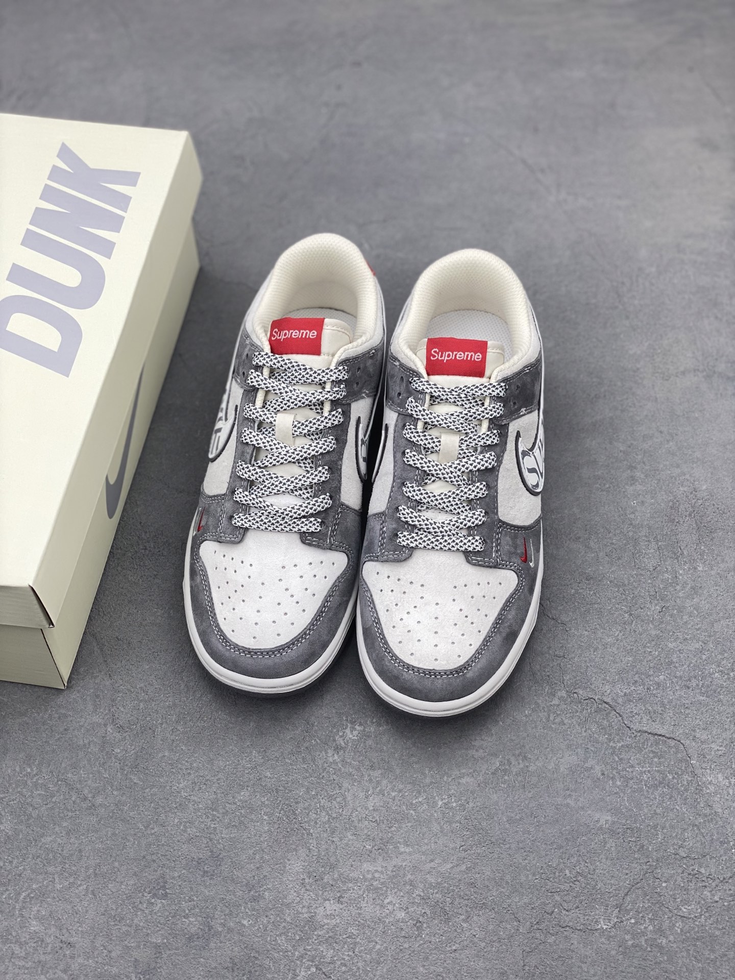 Nike SB Dunk Low x Stone Island x Supreme Grey Red Sneakers 9 i1739655734510 1804 0 7