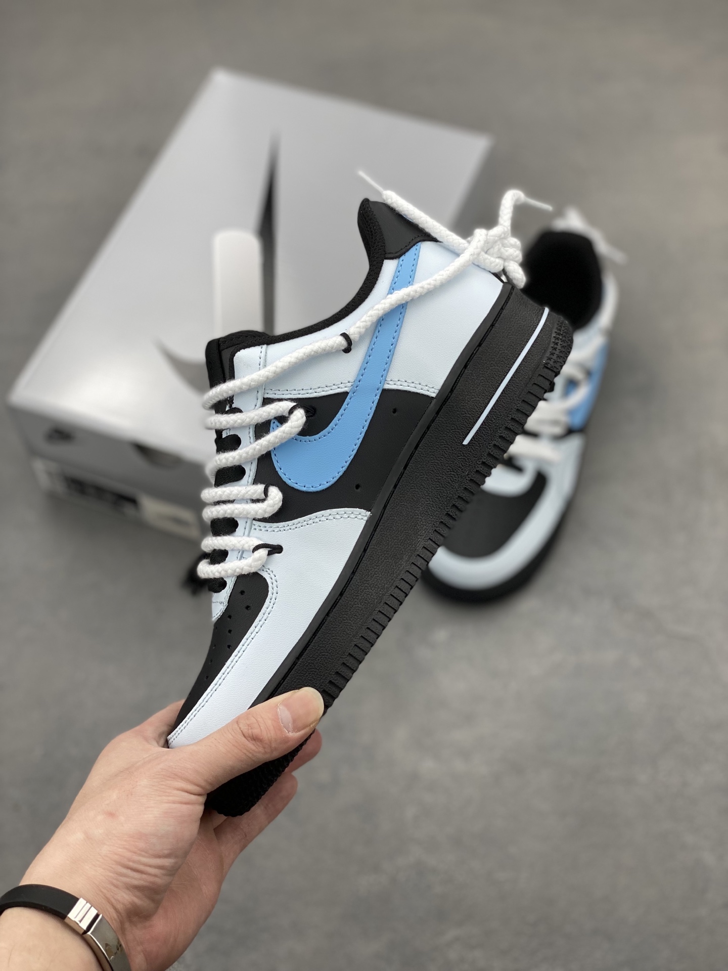 Nike Air Force 1 '07 Low Black/Light Blue Custom Edition Sneakers 4 i1744134381694 4402 0 2