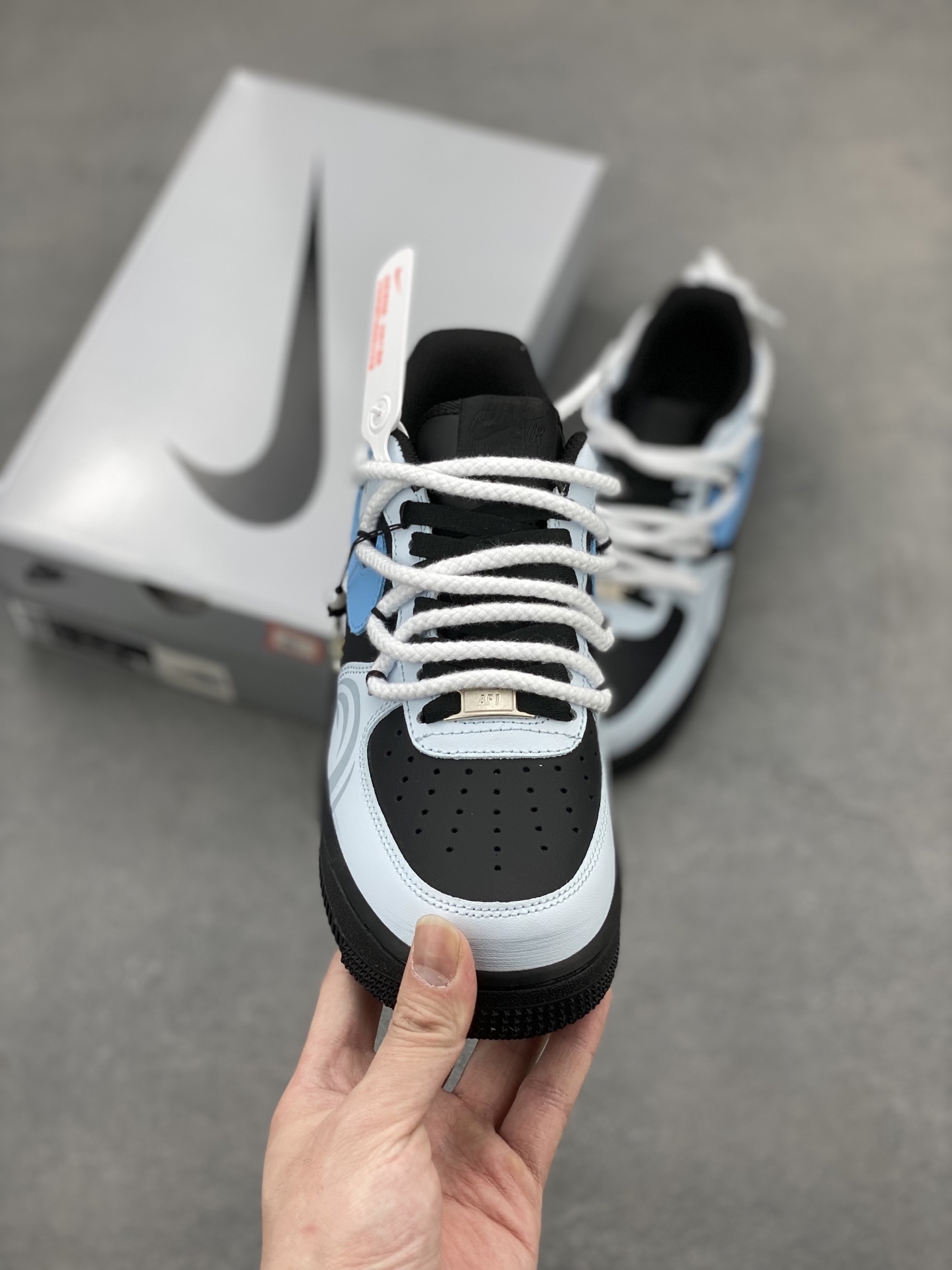 Nike Air Force 1 '07 Low Black/Light Blue Custom Edition Sneakers 3 i1744134381925 7767 0 1