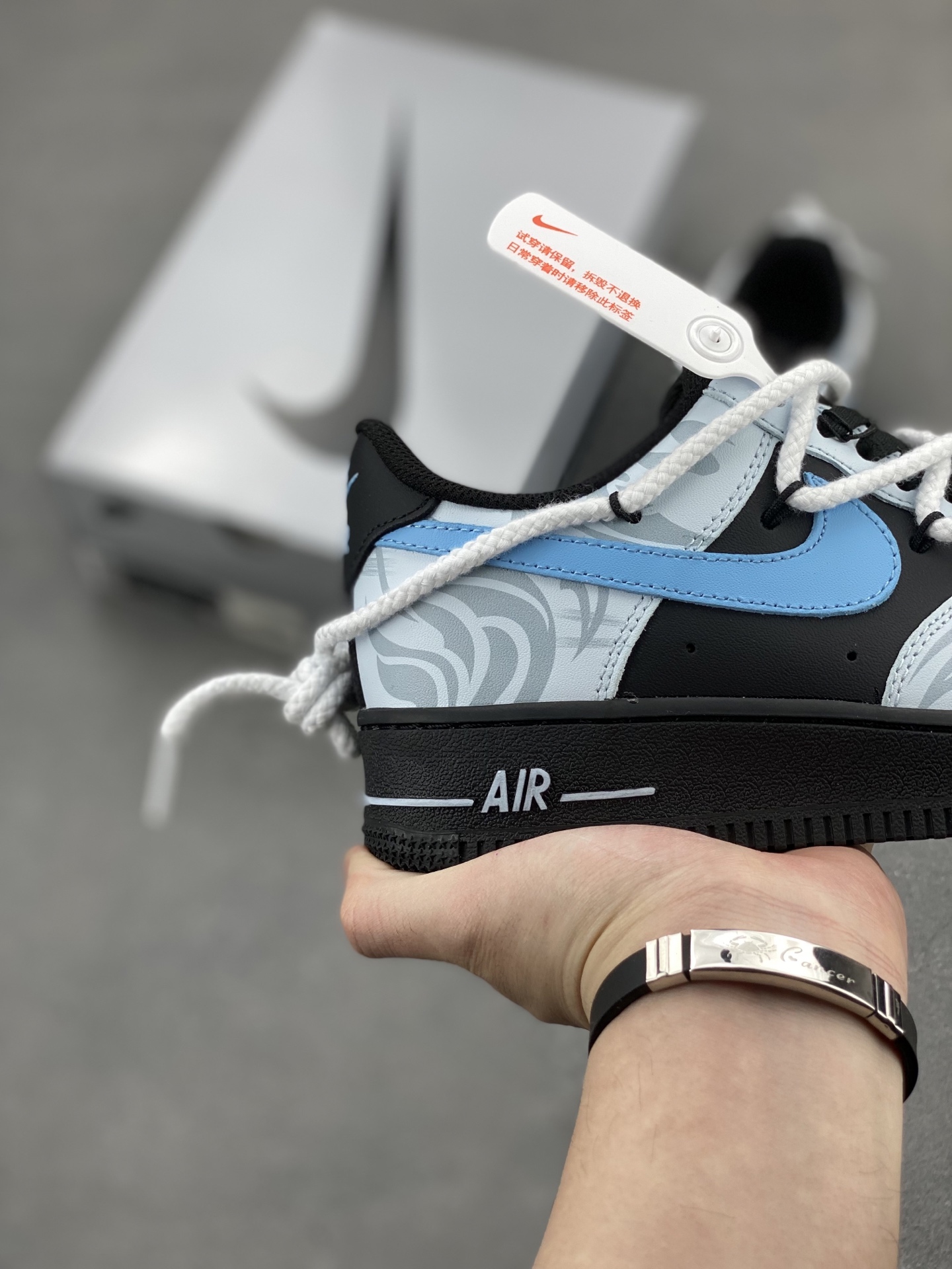 Nike Air Force 1 '07 Low Black/Light Blue Custom Edition Sneakers 6 i1744134384358 2356 0 4