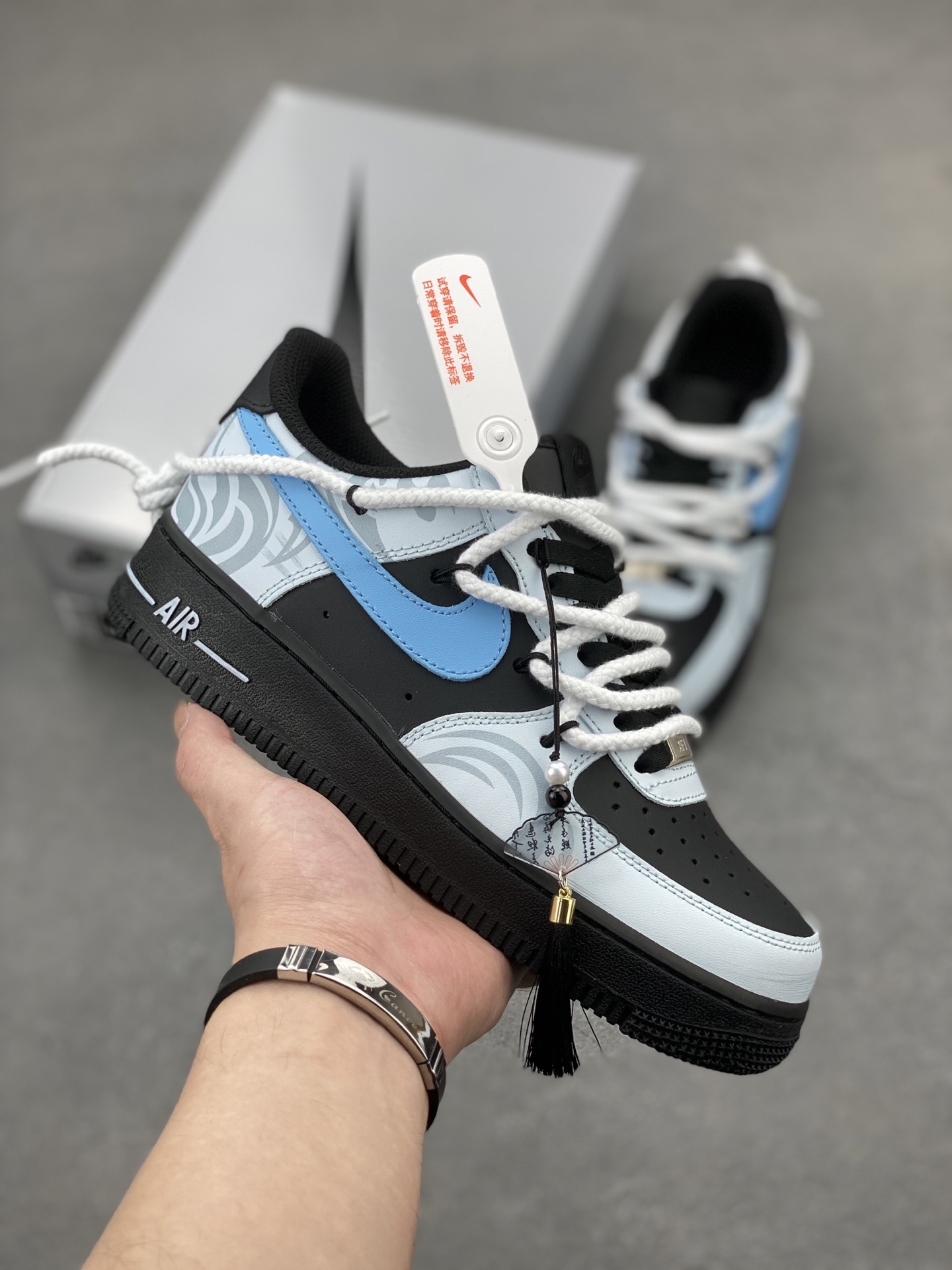 Nike Air Force 1 '07 Low Black/Light Blue Custom Edition Sneakers 2 i1744134385166 2461 0 0